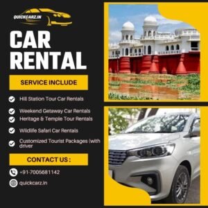 Hill Station Tour Car Rentals Weekend Getaway Car Rentals Heritage & Temple Tour Rentals Wildlife Safari Car Rentals Customized Tourist Packages (with driver)